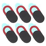 Levemolo 6 Stück Ovaler Webcam Abdeckungsschieber aus Langlebigem Kunststoff Schwarz mit Roter Umrandung Privater Schutz für Laptop Tablet und Smartphone