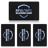 Bewudy 4 Stück RFID Blocker Card, RFID Schutz Blocker Karte Schwarz RFID Blocker Karte NFC Schutzhüllen für Geldbörse Kreditkarte Bank Karte (5,5 × 8,5cm)