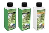 GREEN24 Rasen-Dünger Herbst- und Winter Set Flüssig NPK mit extra Kalium & Eisen - Hochwirksames Konzentrat 3×250 ml für bis zu 1600 m² - Schnell sichtbare Grün Vitalisierung in Profi Qualität
