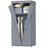 Retoo Kleiderschrank Aus Stoff, Stoffkleiderschrank, Faltschrank, Reißverschluß, Stoff, Kleiderständer, Aufbewahrung für Taschen, Spielzeug,Schuhe Graue, Farbe