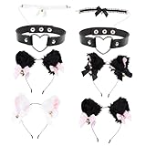TOVINANNA 4er Set Katzenohren Haarreifen Für Cosplay Niedliche Katzenohren Haarschmuck Mit Halsbändern Für Partys Festivals Und Aufführungen/Pink Und/Pink Varianten