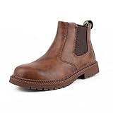 MODSGUE Sicherheitsschuhe Arbeitsstiefel Baustellenstiefel für Herren,Chelsea Wasserdicht Aus Leder,Winter Bequem Basic Trekkingschuhe Orthopädische Schuhe
