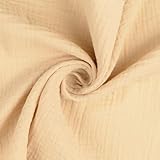 Musselin Meterware - Musselinstoff - Double Gauze - Babycotton - 27 Farben - Windelstoff, Blusenstoff Krepp Ökotex - *** 25 cm x 130 cm***, Farbe: 052 natur