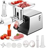 Elektrischer Fleischwolf Multifunktionaler Tomatensaucenbereiter mit Wurstfüller, Fleischwolfmaschine, 3 Schneideplatten, Röhrchen & Kit