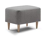 Traumnacht bequemer und moderner Fusshocker mit Holzfüßen in Grau, Öko-Tex Zertifiziert, produziert nach deutschem Qualitätsstandard, Steingrau, 61x41x42