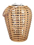 INNA-GLAS Holzlaterne ANDRINO mit Kerzenglas, Henkel, beige, 28cm, Ø21cm - Rattan Laterne