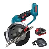 Kabellose Kreissäge, Mini-Kreissäge, ohne Bürste | Leerlaufdrehzahl 6900 U/min, ideal für Holz, weiches Metall, Fliesen und PVC (1 Akku)