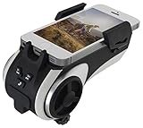 FISCHER Smartphone-Halter mit Musikbox und Powerbank für Fahrrad, Smartphone Halterung, Universal Handyhalter, für Smartphones mit 50 - 90 mm Breite