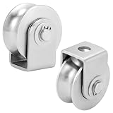 QWORK® 2 Stück 48 mm Umlenkrolle Seilrolle mit Anschweißbock, aus Edelstahl, Tragfähigkeit 250kg, Geeignet für Automatische Tore und Stahlseil bis 10 mm