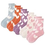 5 Paar Kuschelsocken Damen 39-42 Bettsocken Damen Schlafsocken Dame-n Kuschelsocken Dame-n Flauschige Socken Wintersocken Haussocken Warme Korallenfleece Dick Socken für Zuhause, Schlafen Reisen