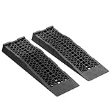 Wiltec Auffahrrampe 2er Set mit 5 t Traglast, robuste Autorampen aus PP, Unterlegkeile 70 x 20 x 7,8 cm, Flache Auffahrkeile für Pkw, Camper, Tiefe Fahrzeuge, ideal für Wartungsarbeiten