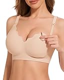 HBselect Still BHS ohne Bügel Seidig Schwangerschaft Mutterschaft BHS Umstands Nahtlos mit zusätzlichen BH-Verlängerung Schlaf BH für Damen Beige L