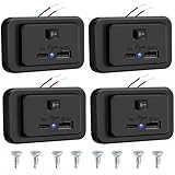 4 x USB C Kfz-Ladebuchse PD2.0+QC3.0 mit On/Off Schalter, DC 12 V-26 V Dual USB Steckdosenleiste Adapter mit LED für Autos, Boote, LKWs, Wohnmobile, Wohnmobil