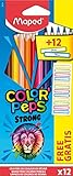 Maped - ergonomische Drei-Kant-Buntstifte, Farbstifte COLOR'PEPS STRONG - x12 Stifte + x12 Namenssticker