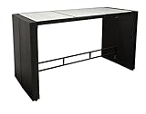 DEGAMO Stehtisch Bartisch Davos 185x80cm, Höhe 110cm, Metallgestell + Polyrattan schwarz, Tischplatte Glas, Outdoor