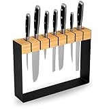 Messerblock ohne Messer, Messerblock aus Holz unbestückt schwarz, Messerhalter, Messeraufbewahrung Küche, für 7 Messer und 1 Wetzstahl, Neues Modell 2025