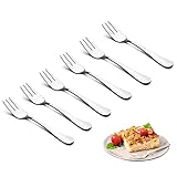 Dessertgabeln Edelstahl Set,6 Stück klein Kuchengabeln aus Edelstahl, Tafelgabeln,Obstgabel, spülmaschinenfest, geeignet für Konditoreien, Restaurants, Bars
