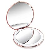 kemebet LED Taschenspiegel mit 10X / 1X Vergrößerung Make-Up Spiegel Tragbarer Kompaktspiegel für Unterwegs