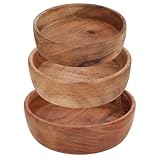 com-four® 3-teiliges Schälchen-Set aus Akazienholz - runde Deko-Schalen - Servier-Bowls für Tapas, Antipasti, Dips, Fingerfood - dekorative Holzbehälter - Tischdekoration - Schlüsselschale