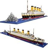 FULHOLPE Technik Titanic Bausteine Bausatz, 1860 Klemmbausteine Micro Diamant Kreuzfahrtschiff Modellbausatz, MOC Technik Cruise Liner Bauset Kompatibel mit Großen Marken