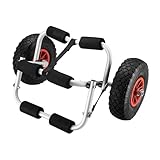 Wiltec Faltbarer Alu Kanuwagen bis 45 kg, Transportwagen für Boote, Kanus und Kajaks, Surfwagen mit Polstern und Gurtband, SUP-Wagen mit Luftreifen, Stabiler SUP-Trolley