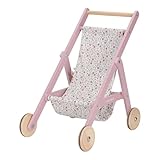 Little Dutch Holz Puppenbuggy Puppenwagen mit Ablagefach für Puppen von 33-46 cm Soft Flowers rosa