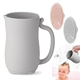 PandaEar Baby Badespülbecher | Silikon Shampoo Spülbecher mit 2x Kopfhautbürste für Kleinkinder & Kinder (Grau)