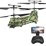 OBEST Chinook Ferngesteuerter Hubschrauber, RC Helikopter für Kinder und Erwachsene, Ferngesteuertes Flugzeug, RC-Hubschrauber mit LED-Licht, Militärhubschrauber Kinderspielzeug Helikoptermodelle