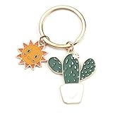 Tranbath Schlüsselanhänger Aus Edelstahl Mit Süßem Kaktus-Pflanzen-Design Und Sonnen-Anhänger, Personalisierte Geschenke Für Frauen, Geburtstagsgeschenk Für Die Guter Freundin, Mama Und Mehr