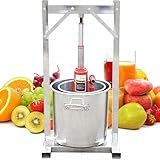 DMBBSAPBSH Obst-Weinpresse, Obst- und Weinpresse, manuelle Edelstahl-Frucht-Weinpresse, Obstpresse, Traubenpresse für Weinherstellung, mit 2 Edelstahlfässern (36 l)