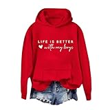 Hoodies für Damen, Valentinstag, langärmelig, Buchstaben-Grafiktaschen, Kapuzen-Sweatshirt, Pullover, Übergröße, lustiger Druck, Y2K, Kleidung, Festival, Outfits, Sportbekleidung, Sportbekleidung
