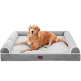WESTERN HOME Hundebett Hundekorb Grosse Hunde OrthopäDisches Hundebett Hundesofa Wasserdicht 106x76x10cm Hundebetten mit Waschbar Abdeckung Hundekorb Grosse Hunde, Grau