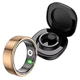 MEIION podomax HERZRING – Gesundheitsring zur Herz- und Vitalüberwachung (IOS/Android) Smart Ring für Herren und Damen - Fitness Tracker Ring mit Schlaftracker, Schrittzähler Schwarz Roségold