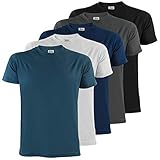 ALPIDEX Herren T-Shirts 5er Set Rundhals einfarbig S M L XL XXL 3XL 4XL 5XL, Größe:M, Farbe:Water