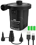 Elektrische Luftpumpe, Dr.meter 4000mAh Wiederaufladbare Akku Luftpumpe 2 in 1 Tragbarkeit Luftpumpe Luftmatratze mit 3 Luftdüse für Outdoor-Camping, Luftmatratze, Schlauchboot, Planschbecken Pool
