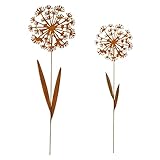Storm's Gartenzaubereien Gartenstecker Pusteblume - Allium zum Stecken 2 Modelle in Rostoptik 113cm hoch