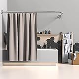Misounda Duschvorhangstangen L Form Ecke Halterung Bohren Müssen 70-100x90-120cm Edelstahl Duschvorhangwinkelstangen Badewanne Schiene,mit 24Stück Duschvorhangringe FüR Badezimmer,KüChe,Umkleidekabine