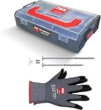 TOX L-BOXX Mini Wood effektiv, kompakt M, übersichtlich, individuell anpassbar & stapelbar + Holzdübel Set Boltfix Wood +S & Dübelhilfen: Markenleim + Holzbohrer mit Tiefenanschlag, 094900701