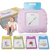 Spanisch Englisch Sprechende Flashcards,Zweisprachig Sprechende Flash-Karten, Lernspielzeug für Kleinkinder2-5 Jahre Alt, 112 Blätter 224 Wörter,Hörbar Lernspielzeug,für Jungen Mädchen