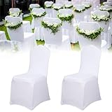 VANCHEMO Stuhlhussen Stretch 100 Stück Universell Stuhl Husse Weiß Stretchhusse Moderne Stuhlbezug für Hochzeit Taufe Geburtstagsfeier Dekoration Feiern Haus