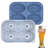 Fuuxtci Fußball Silikonform,4-Fach 3D Einfache Entformung Form,Silikon Sportmotiv Gussform | Für Bar Whisky Cocktails Kaffee Wasser Kühlschrank Gefrierschrank Kuchen Schokolade Süßigkeiten Ball