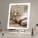ANTENLICHT Schminkspiegel mit Beleuchtung, 3 Farbmodi, Dimmbar Schminkspiegel mit Licht, LED Hollywood Spiegel, Kosmetikspiegel mit Beleuchtung, Touch Control(Weiß, 12in)
