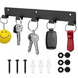 1 x Schlüsselbrett mit 5 Haken, Schwarz Schlüsselhalter für Wandhaken, Schlüsselhaken, Schlüsselboard, Schlüsselleiste für Küche Schlafzimmer Wohnzimmer Badezimmer Schlüssel Wandlagerung Organizer