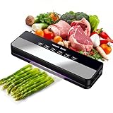 Vakuumiergerät, Vakuumierer 5 in 1 für Sous Vide Kochen und Lebensmittel Bleiben bis zu 7x Länger Frisch, 30 Vakuumbeutel Inklusive-Schwarz