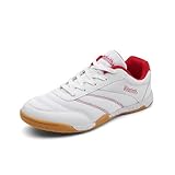 Hixingo Badmintonschuhe, Tennisschuhe Herren Damen Masche Squashschuhe Gepolsterte Sohle Sneakers, Turnschuhe für Tennis, Badminton, Volleyball (Weiß Rot,40)