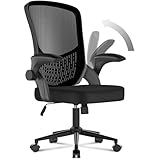 naspaluro Ergonomischer Bürostuhl, Schreibtischstuhl mit 90° Klappbaren Armlehnen, Einzigartige Lendenwirbelstütze, Atmungsaktive Mesh-Polsterung für das Heimbüro, Studie, Schwarz.