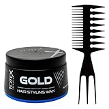 Totex Hair Styling Wax 150ml & Styling Kamm mit breiten Zähnen No2 (Nachtblau)