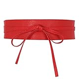 CHIC DIARY Damen Fashion Gürtel Breiter Taillengürtel Hüftgürtel Bindegürtel Ledergürtel in vielen Farben, Rot, Einheitsgröße