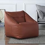 Sitzsack-Stuhl for Erwachsene, Kunstleder-Sitzsack, Pouf, Sofabezug, Ohne Füllstoff, for Den Außenbereich, Ottomane, Sitzsack, Couch, Lazy-Sessel, Puff(Orange)