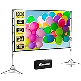 Beamer Leinwand mit Stativ 120-Zoll Projektor Leinwand für Indoor und Outdoor für Film und Büropräsentationen – 16:9 HD Premium knitterfreier Leinwand Ständer mit Tragetasche